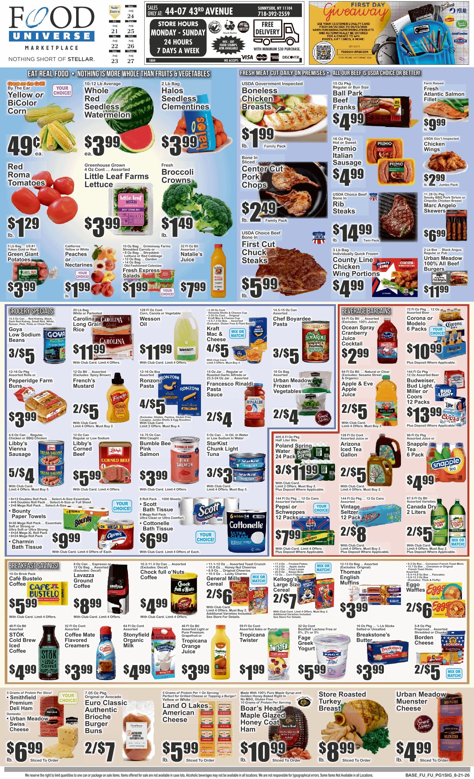 Food Universe (Sunnyside, NY) Weekly Ad August 21 - 27, 2026