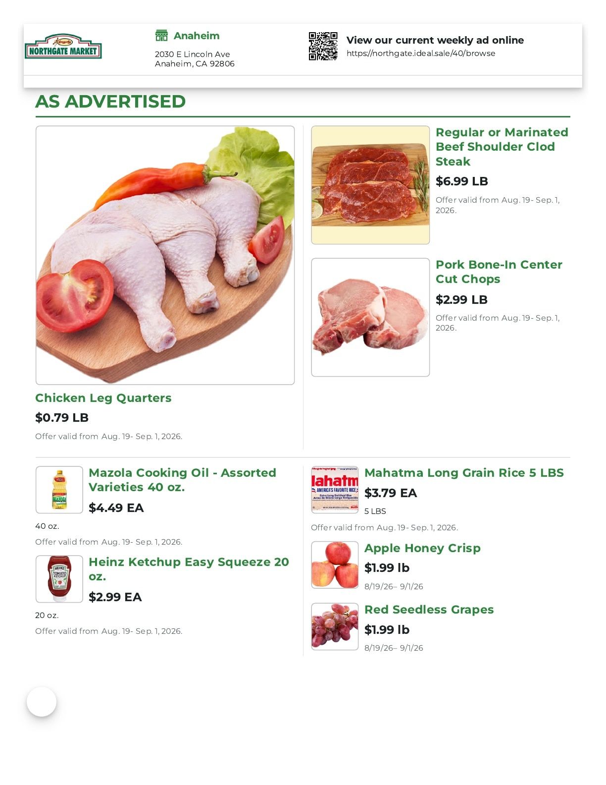 Northgate Market Weekly Ad August 19 - September 1, 2026
