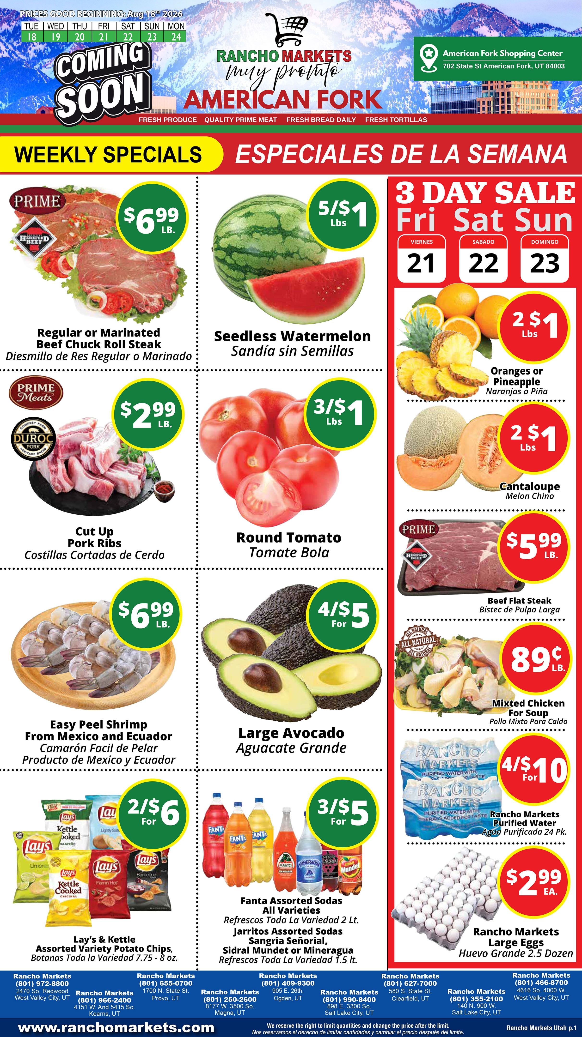 Rancho Markets Weekly Ad August 18 - 24, 2026