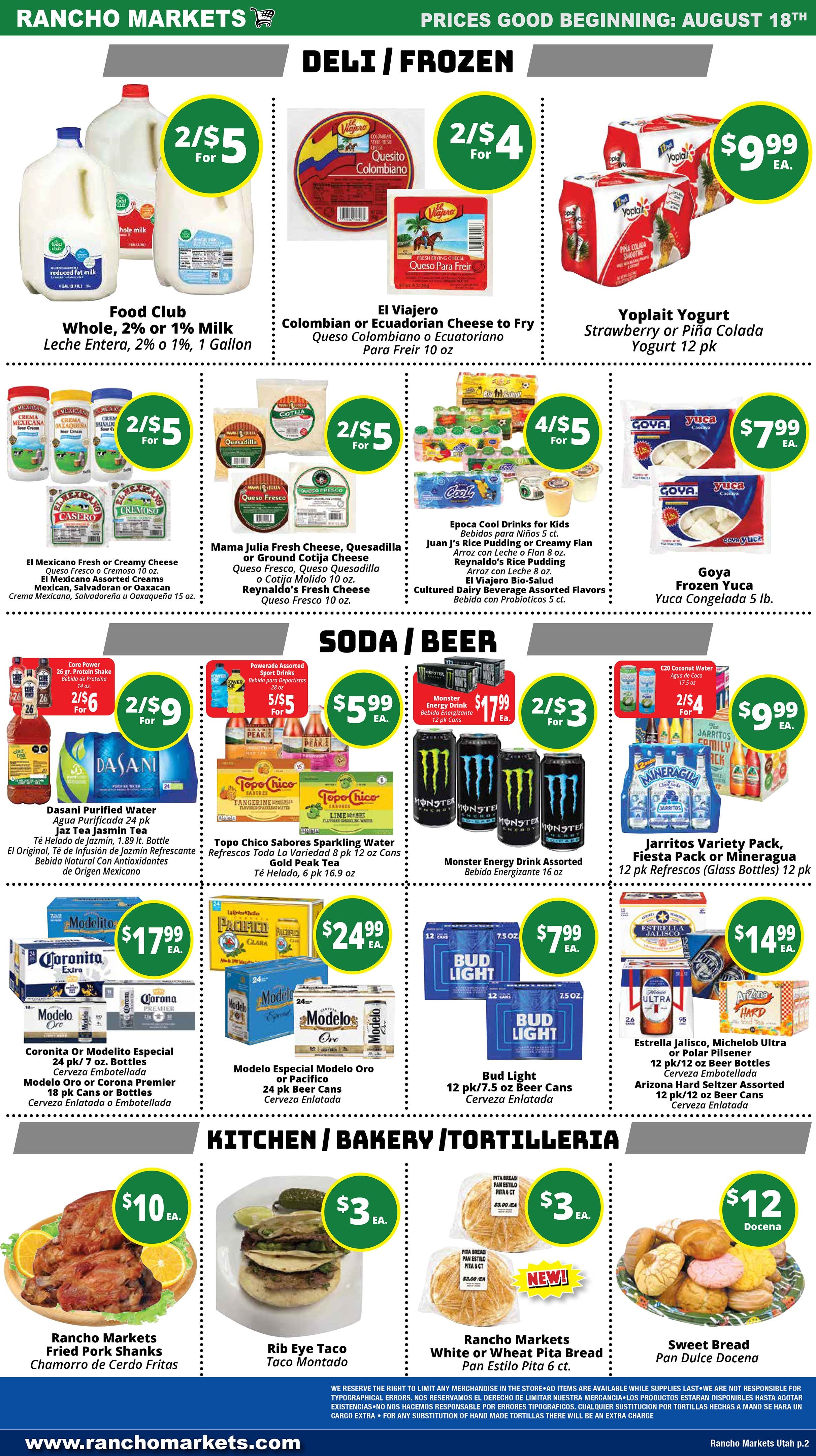Rancho Markets Weekly Ad August 18 - 24, 2026