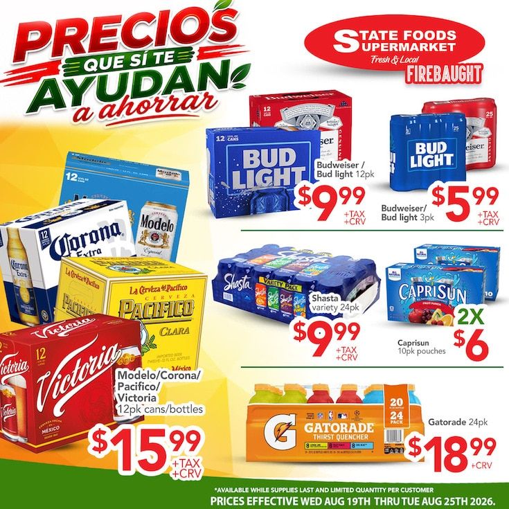 State Foods Supermarket (Firebaugh, CA) Weekly Ad August 19 - 25, 2026