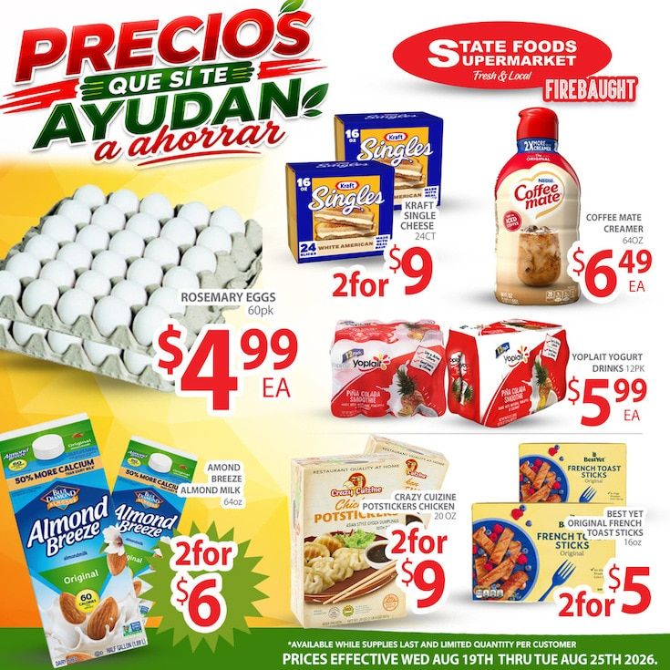 State Foods Supermarket (Firebaugh, CA) Weekly Ad August 19 - 25, 2026