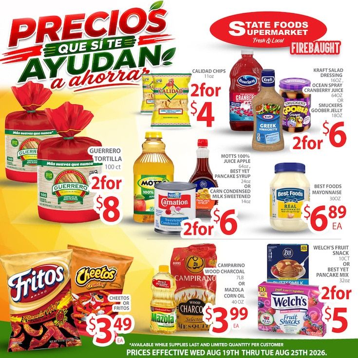 State Foods Supermarket (Firebaugh, CA) Weekly Ad August 19 - 25, 2026