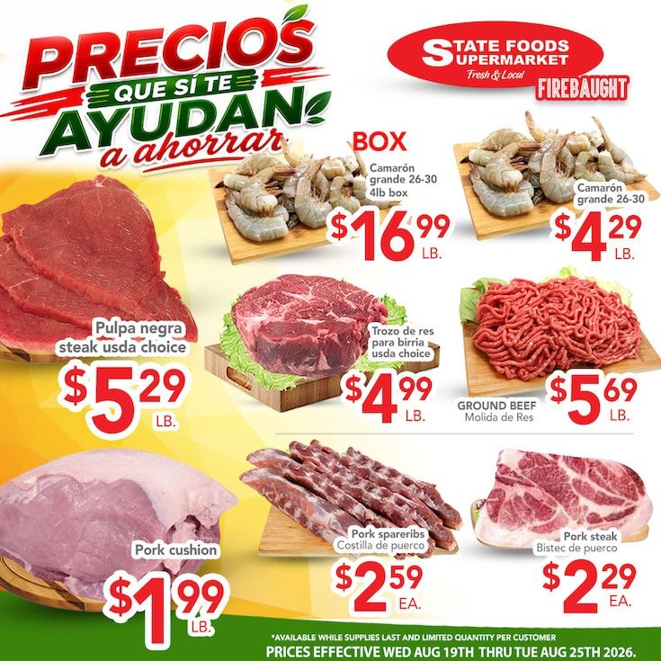 State Foods Supermarket (Firebaugh, CA) Weekly Ad August 19 - 25, 2026