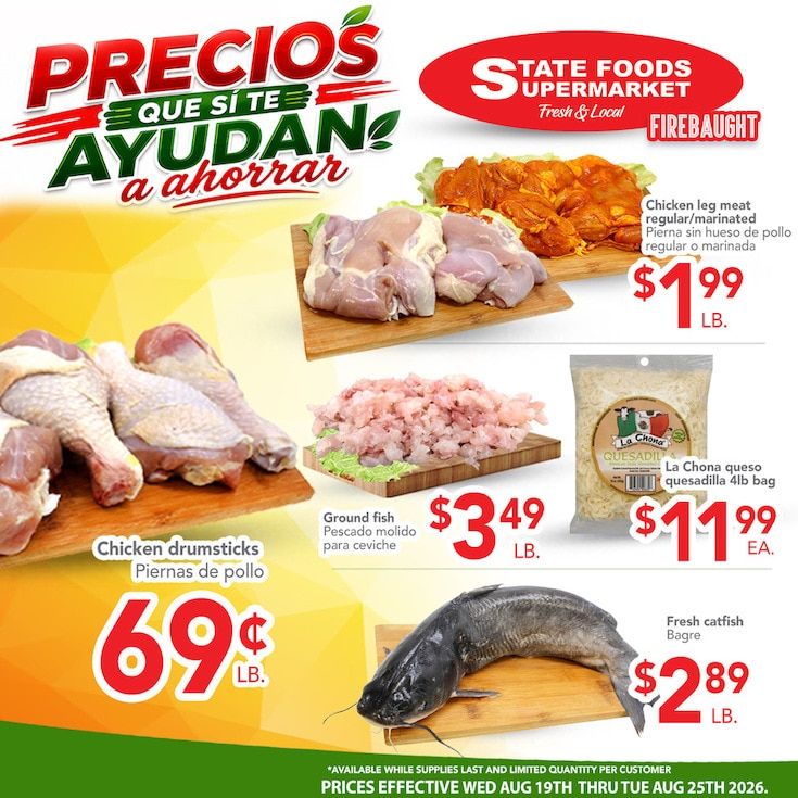 State Foods Supermarket (Firebaugh, CA) Weekly Ad August 19 - 25, 2026