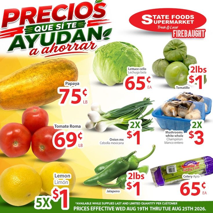 State Foods Supermarket (Firebaugh, CA) Weekly Ad August 19 - 25, 2026