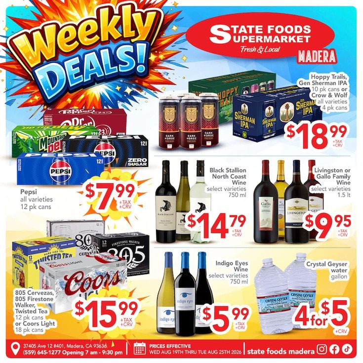 State Foods Supermarket (Madera, CA) Weekly Ad August 19 - 25, 2026