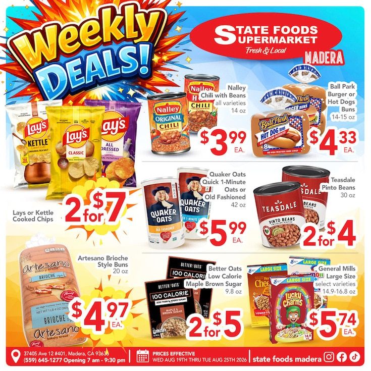 State Foods Supermarket (Madera, CA) Weekly Ad August 19 - 25, 2026