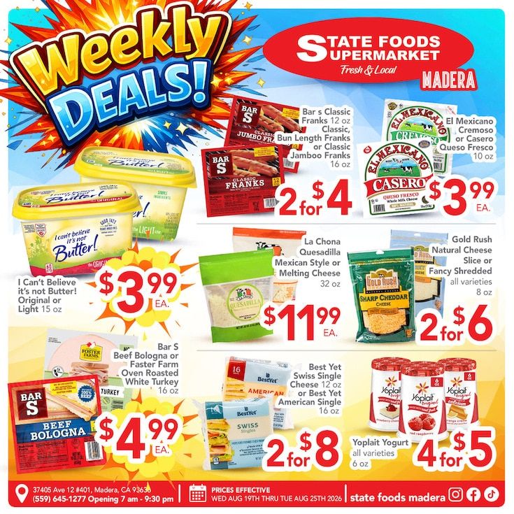 State Foods Supermarket (Madera, CA) Weekly Ad August 19 - 25, 2026