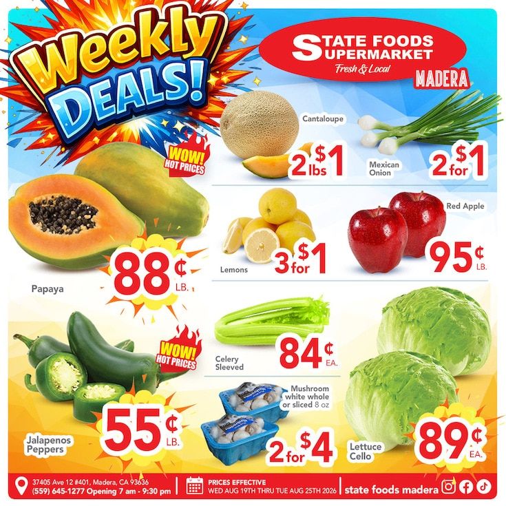 State Foods Supermarket (Madera, CA) Weekly Ad August 19 - 25, 2026