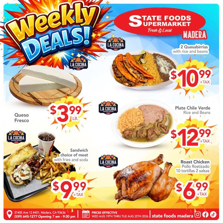 State Foods Supermarket (Madera, CA) Weekly Ad August 19 - 25, 2026