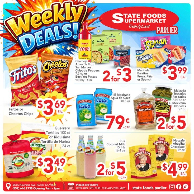 State Foods Supermarket (Parlier, CA) Weekly Ad August 19 - 25, 2026