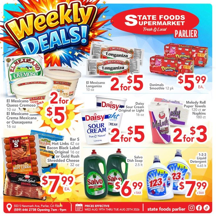 State Foods Supermarket (Parlier, CA) Weekly Ad August 19 - 25, 2026
