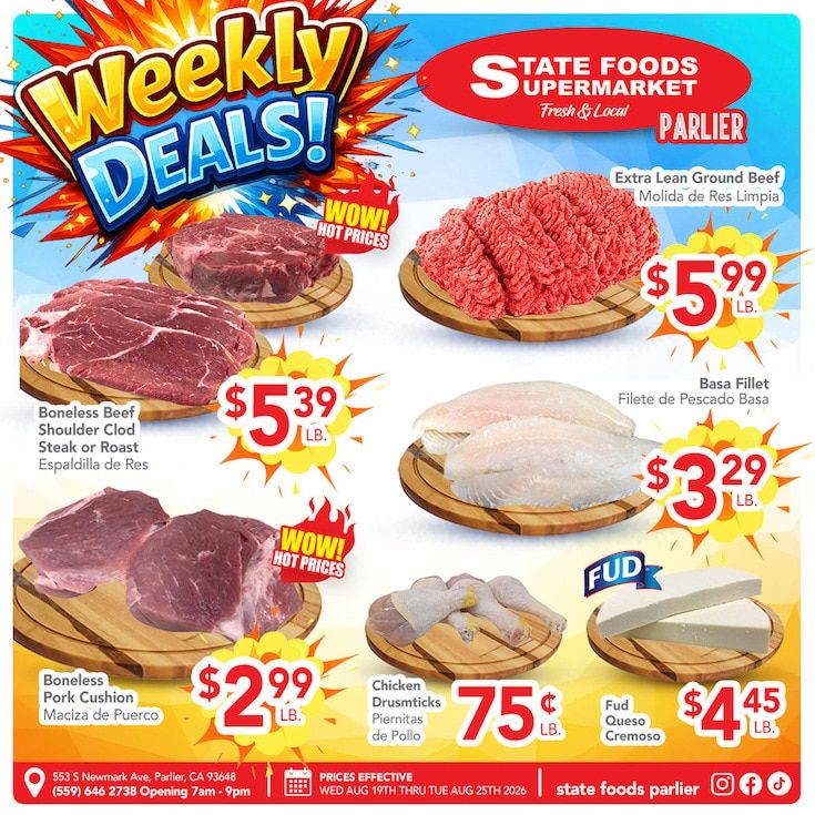State Foods Supermarket (Parlier, CA) Weekly Ad August 19 - 25, 2026