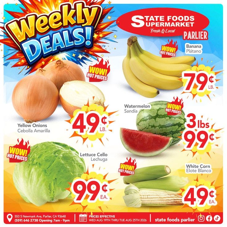 State Foods Supermarket (Parlier, CA) Weekly Ad August 19 - 25, 2026