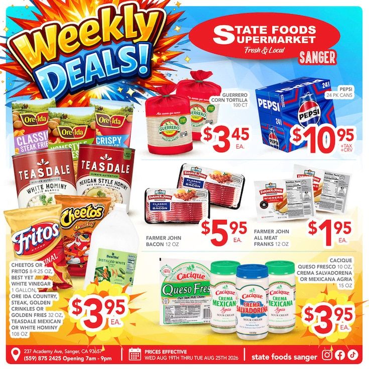 State Foods Supermarket (Sanger, CA) Weekly Ad August 19 - 25, 2026