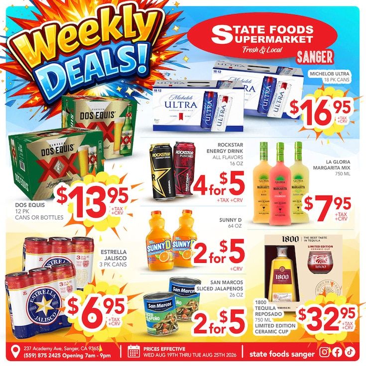 State Foods Supermarket (Sanger, CA) Weekly Ad August 19 - 25, 2026
