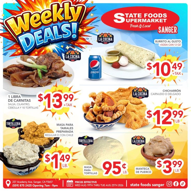 State Foods Supermarket (Sanger, CA) Weekly Ad August 19 - 25, 2026