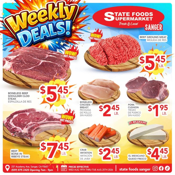 State Foods Supermarket (Sanger, CA) Weekly Ad August 19 - 25, 2026