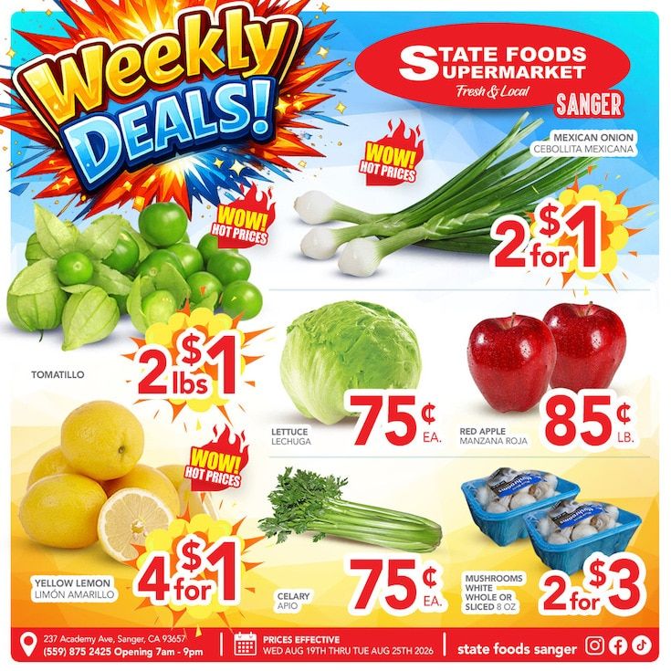 State Foods Supermarket (Sanger, CA) Weekly Ad August 19 - 25, 2026