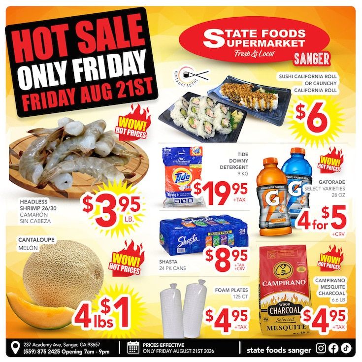 State Foods Supermarket (Sanger, CA) Weekly Ad August 19 - 25, 2026