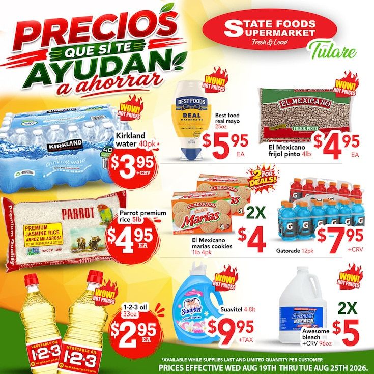 State Foods Supermarket (Tulare, CA) Weekly Ad August 19 - 25, 2026