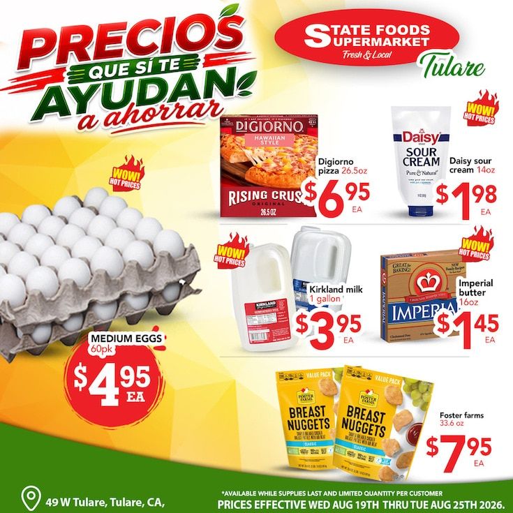 State Foods Supermarket (Tulare, CA) Weekly Ad August 19 - 25, 2026