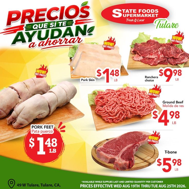 State Foods Supermarket (Tulare, CA) Weekly Ad August 19 - 25, 2026