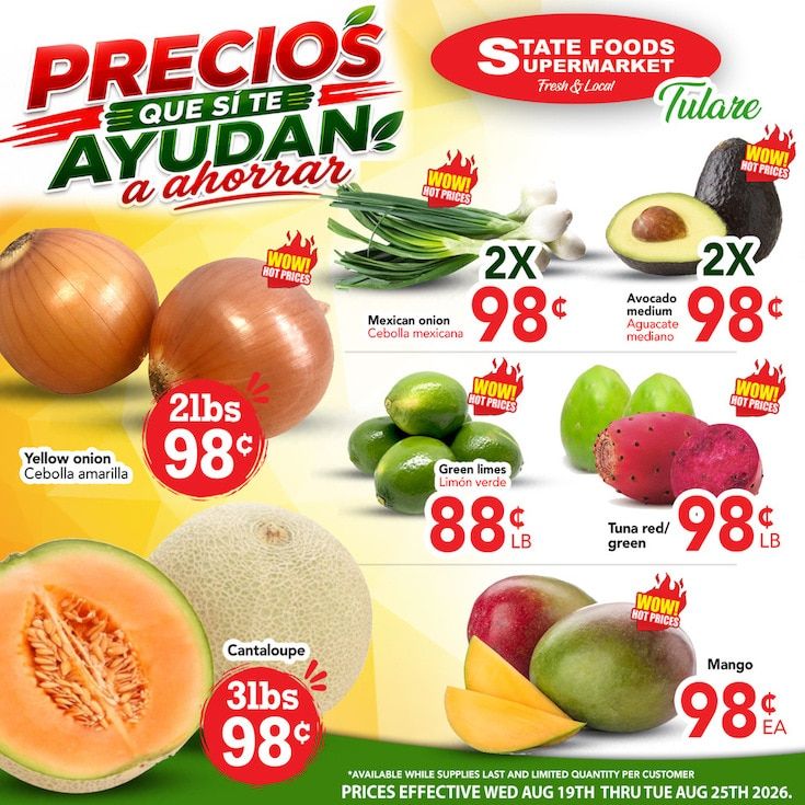 State Foods Supermarket (Tulare, CA) Weekly Ad August 19 - 25, 2026