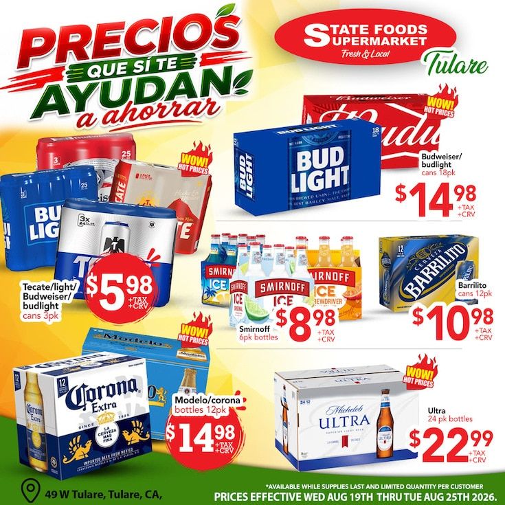 State Foods Supermarket (Tulare, CA) Weekly Ad August 19 - 25, 2026