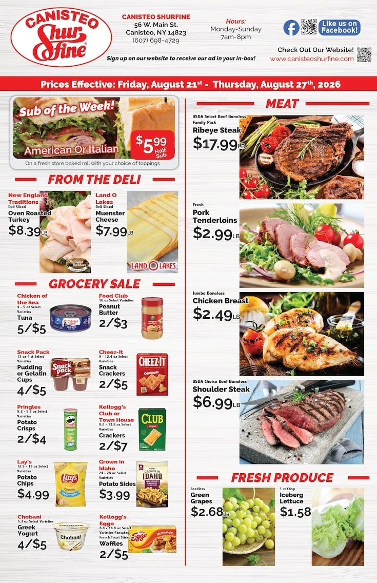 Canisteo Shurfine Weekly Ad August 21 - 27, 2026