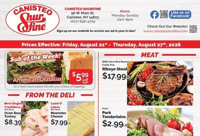 Canisteo Shurfine Weekly Ad August 21 - 27, 2026