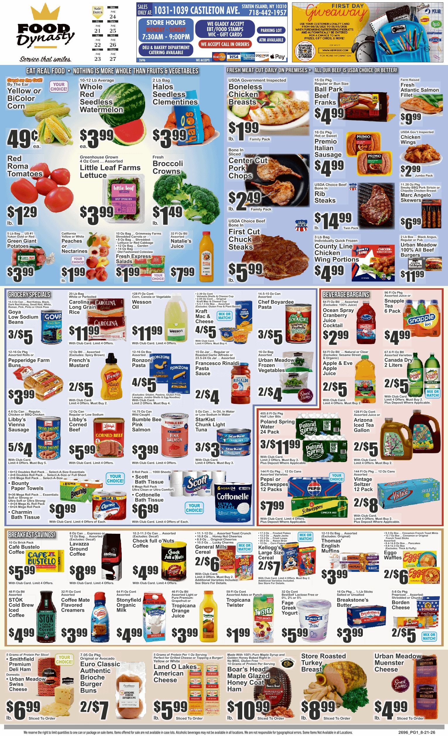 Food Dynasty (1031-1039 Castleton Avenue, Staten Island, NY) Key Food Weekly Ad August 21 - 27, 2026