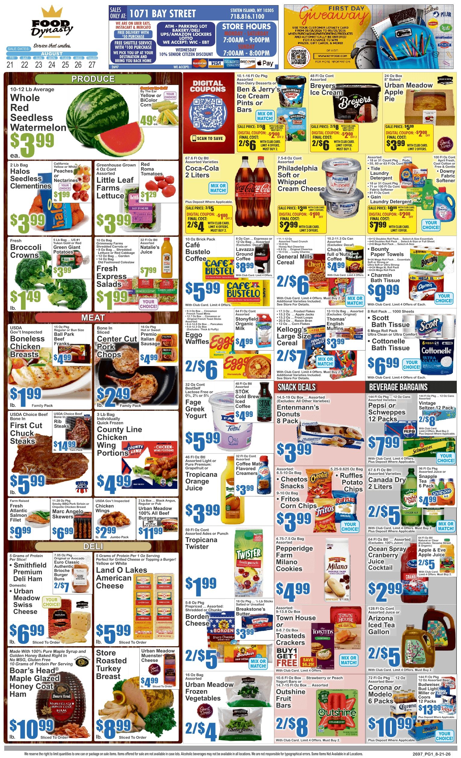 Food Dynasty (1071 Bay Street, Staten Island, NY) Key Food Weekly Ad August 21 - 27, 2026