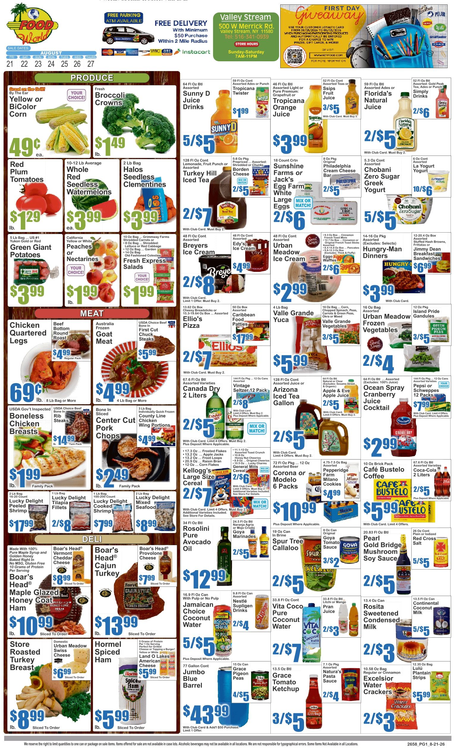 Food World Supermarket (Valley Stream, NY) Key Food Weekly Ad August 21 - 27, 2026