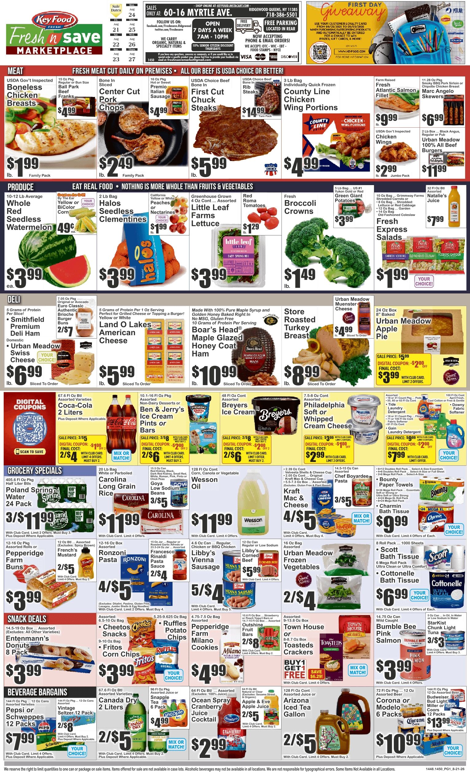 Fresh N Save Marketplace (Ridgewood, NY) Key Food Weekly Ad August 21 - 27, 2026