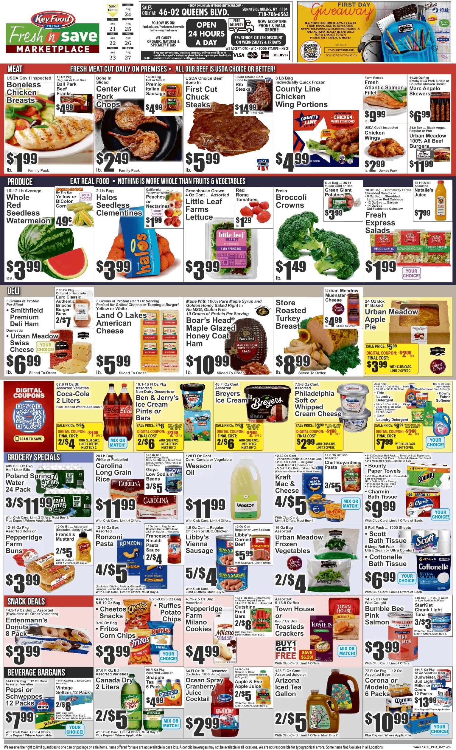 Fresh N Save Marketplace (Sunnyside, NY) Key Food Weekly Ad August 21 - 27, 2026