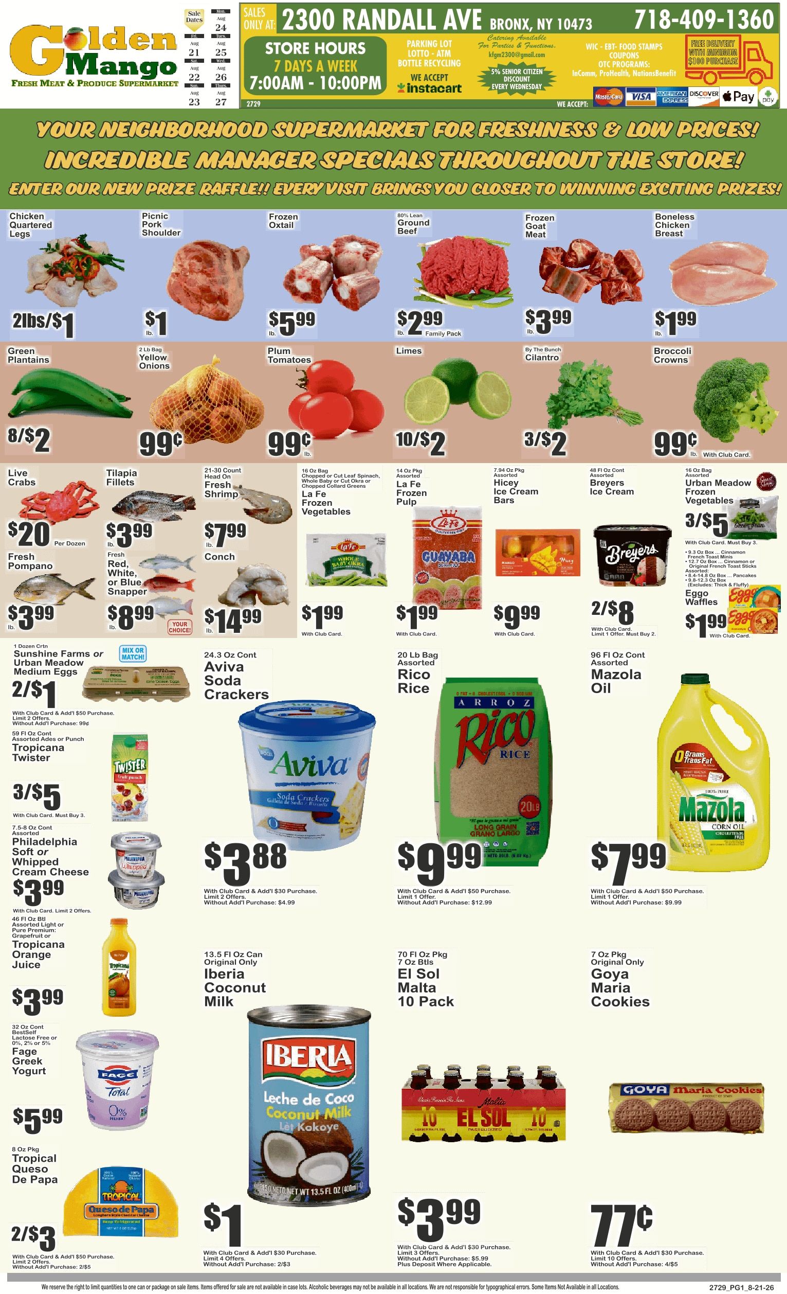 Golden Mango (2300 Randall Avenue, Bronx, NY) Key Food Weekly Ad August 21 - 27, 2026