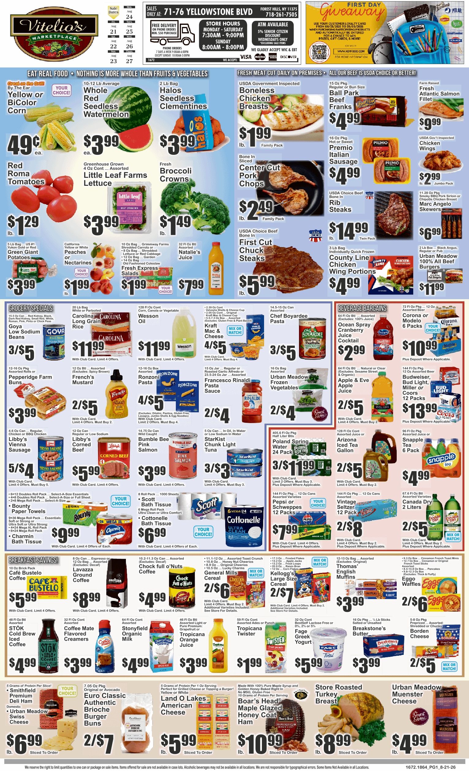 Vitelio's Marketplace (Forest Hills, NY) Key Food Weekly Ad August 21 - 27, 2026