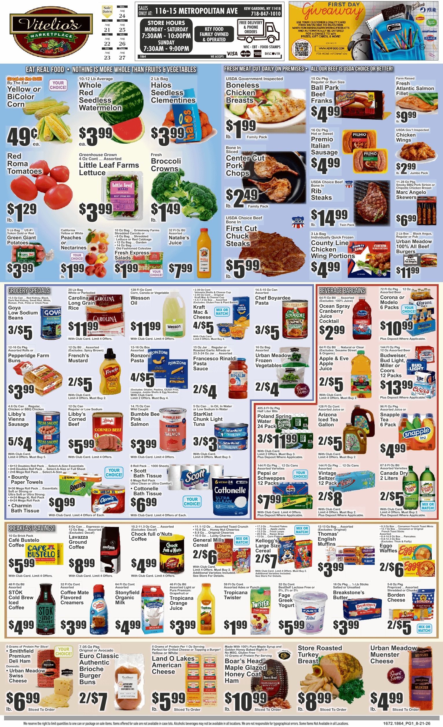 Vitelio's Marketplace (Kew Gardens, NY) Key Food Weekly Ad August 21 - 27, 2026
