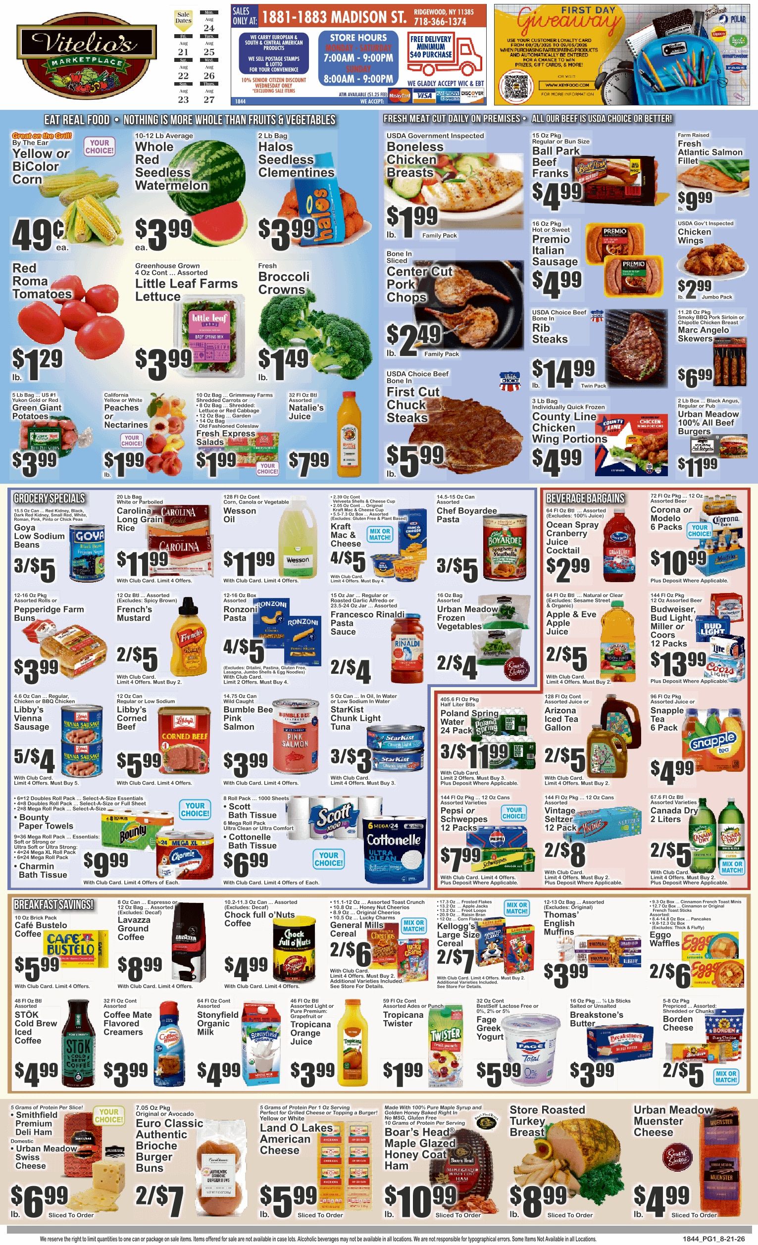 Vitelio's Marketplace (Ridgewood, NY) Key Food Weekly Ad August 21 - 27, 2026