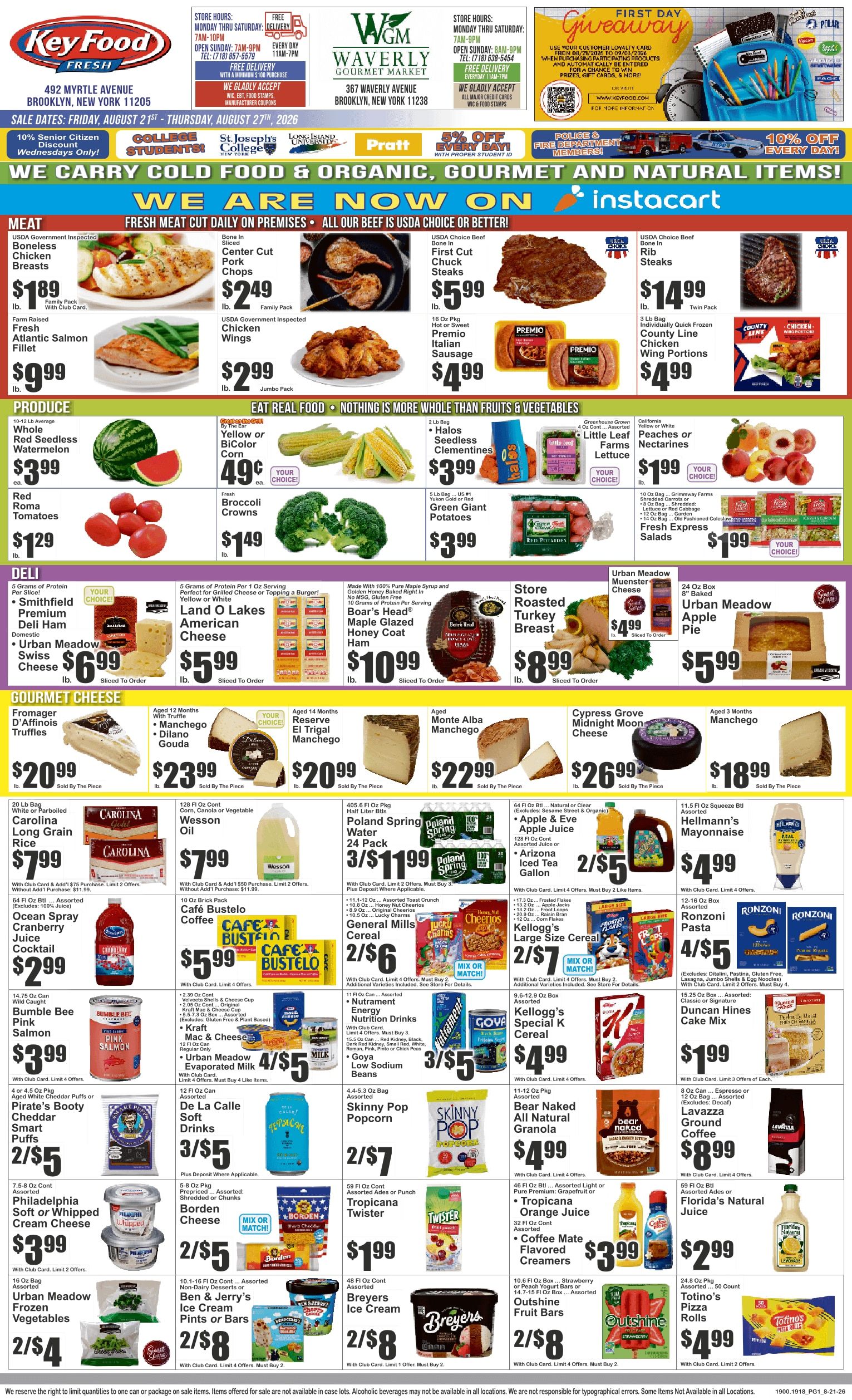 Waverly Gourmet Market (367 Waverly Ave., Brooklyn, NY) Key Food Weekly Ad August 21 - 27, 2026