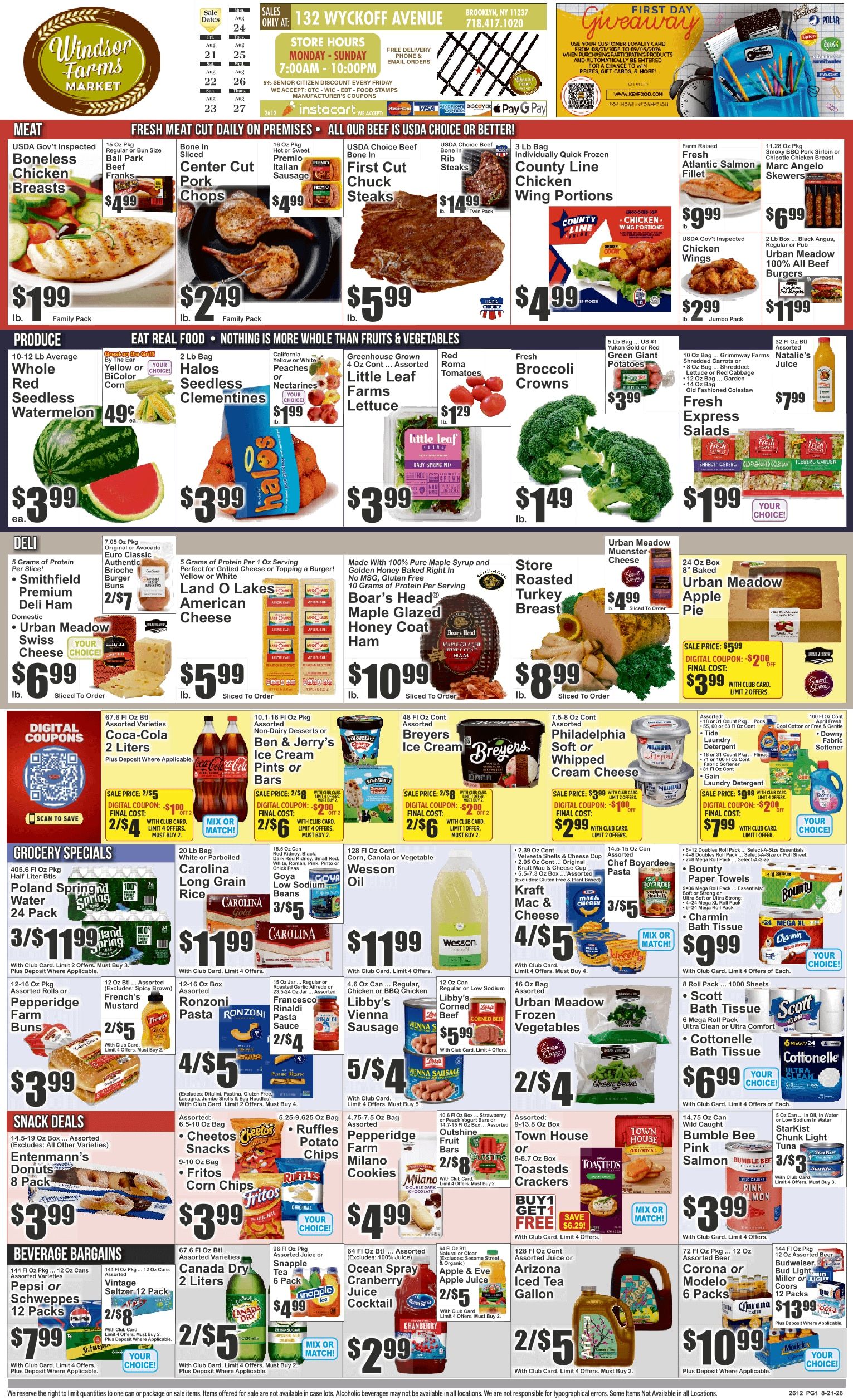 Windsor Farms Market (132 Wyckoff Avenue, Brooklyn, NY) Key Food Weekly Ad August 21 - 27, 2026