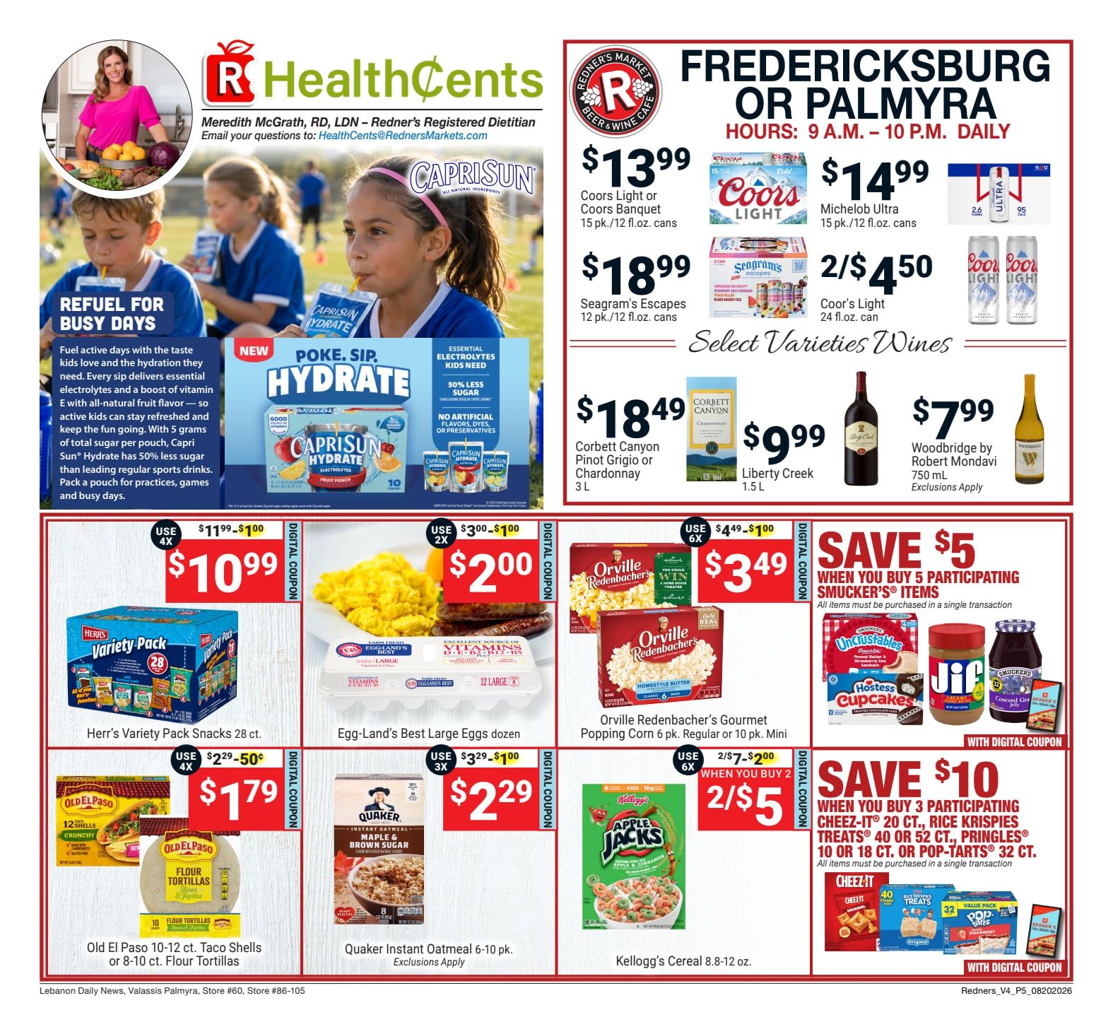 Redner's Markets (Fredericksburg and Palmyra, PA) Weekly Ad August 20 - 26, 2026