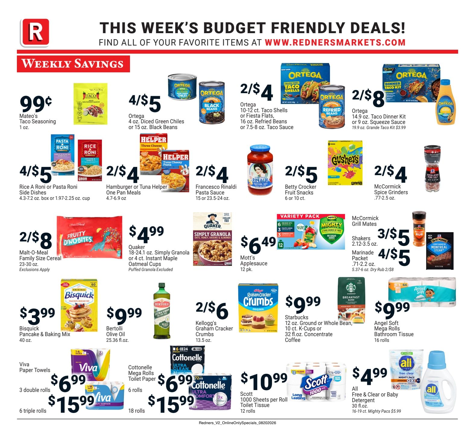 Redner's Markets (Hegins, PA) Weekly Ad August 20 - 26, 2026