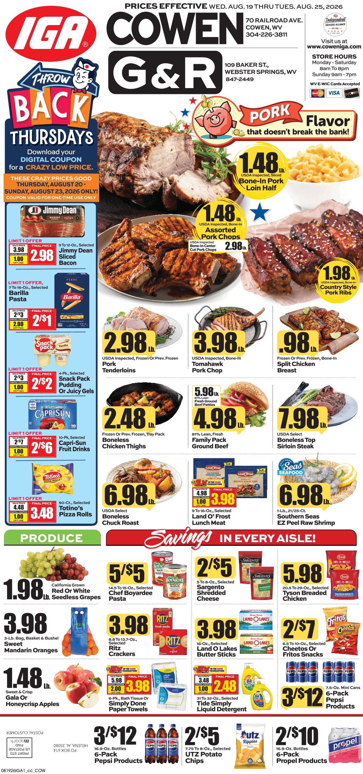 G&R IGA (109 Baker St, Webster Springs, WV) Weekly Ad August 19 - 25, 2026