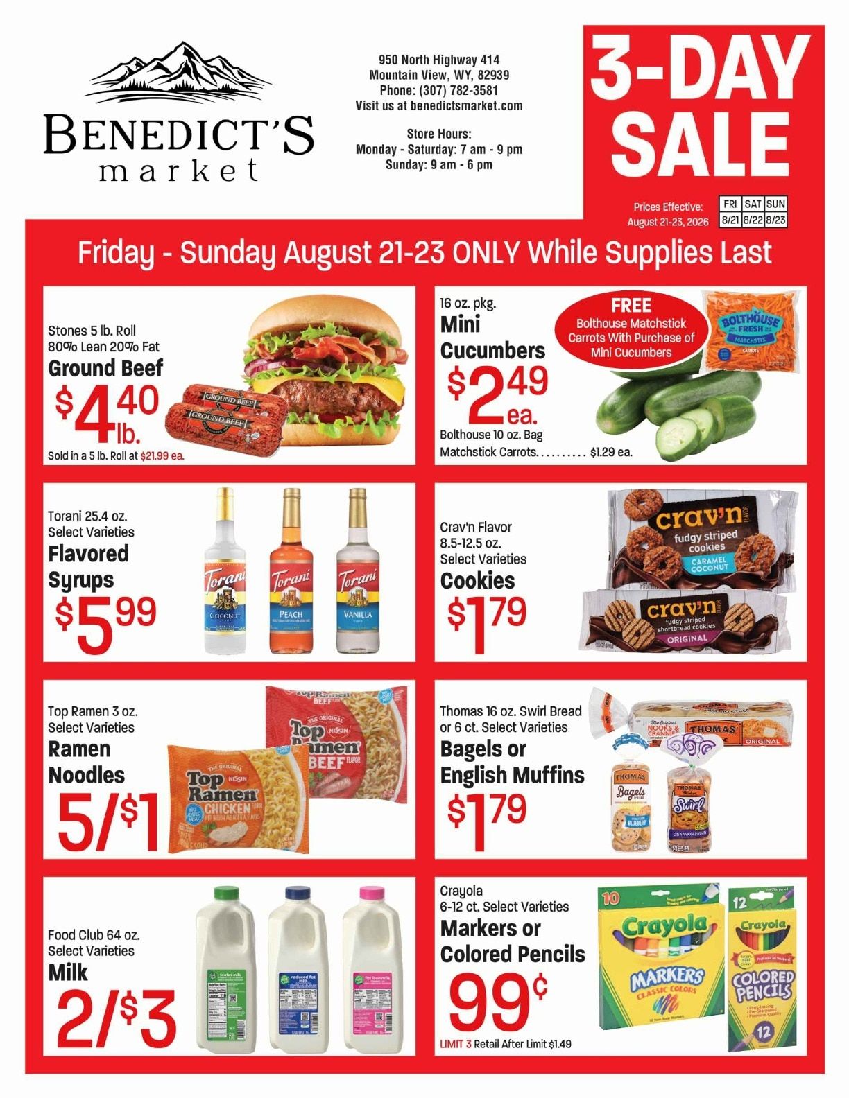 Benedict's Market Weekly Ad August 21 - 23, 2026