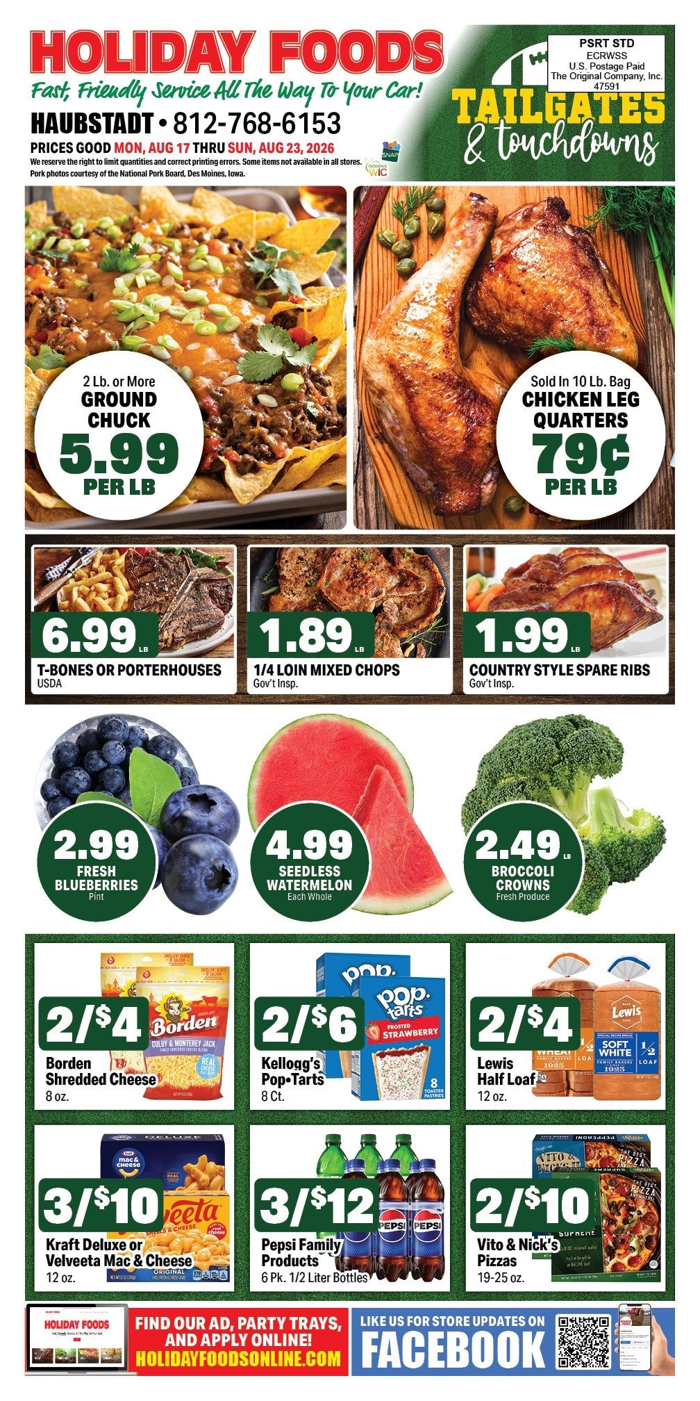 Holiday Foods (760 Hwy 68 East, Haubstadt, IN) Haubstadt Weekly Ad August 19 - 25, 2026