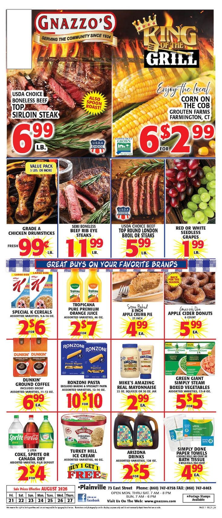 Gnazzo's Food Center Weekly Ad August 19 - 25, 2026