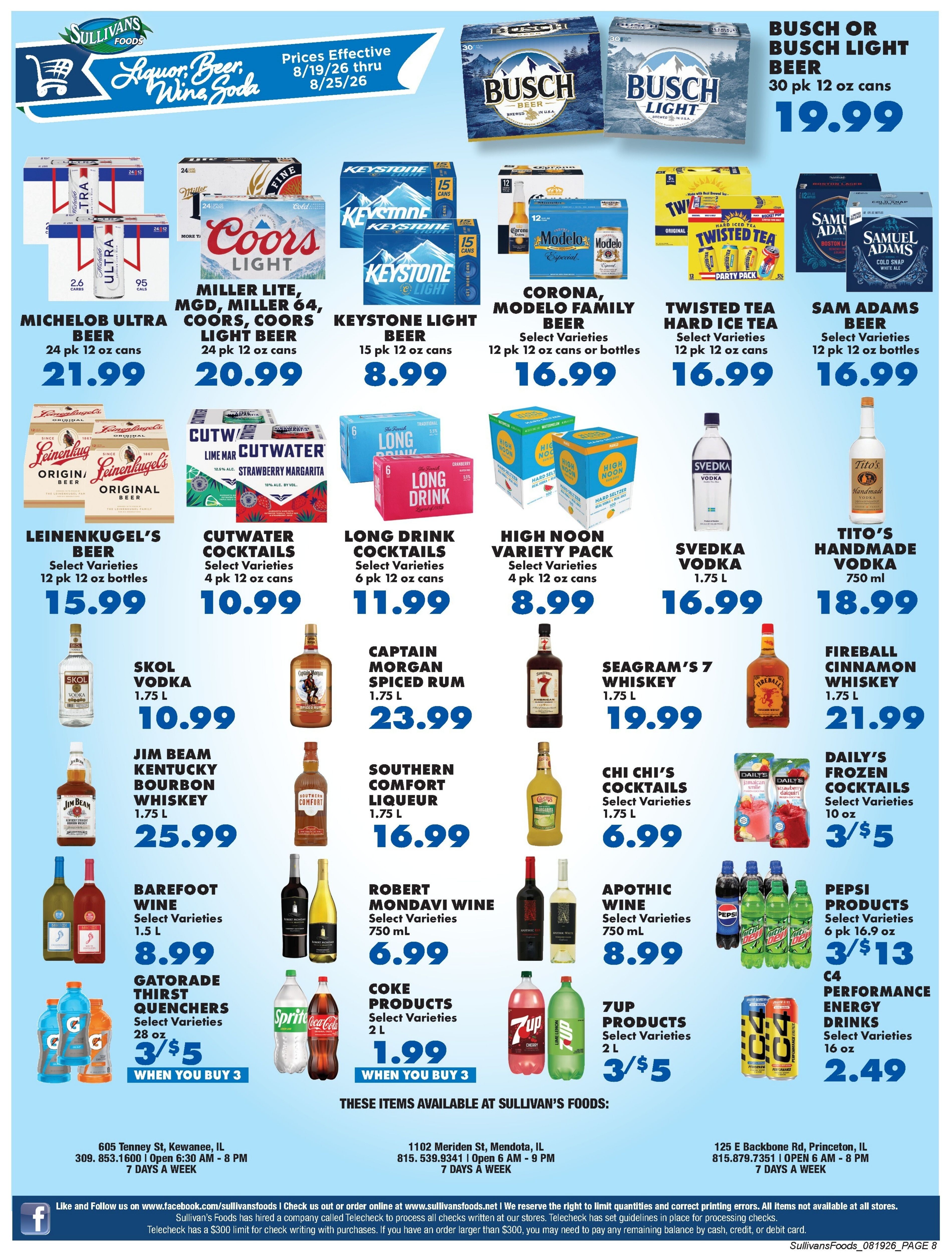 Sullivan's Foods (Kewanee, Mendota and Princeton, IL) Weekly Ad August 19 - 26, 2026